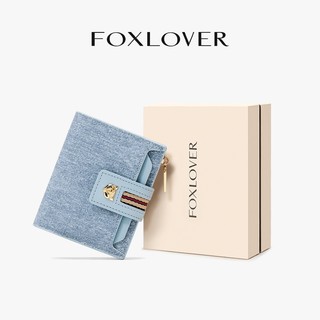 FOXLOVER  Ví nữ  11 khe đựng thẻ  Chức năng chống trộm RFID  Trang trí phần cứng  Xanh dương