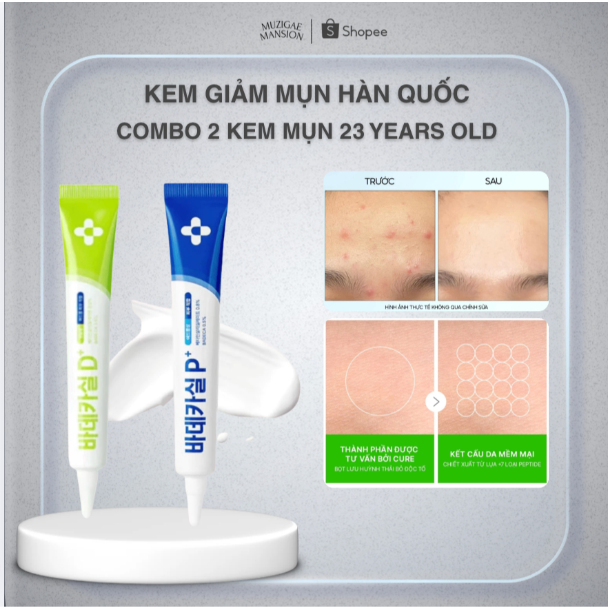 Combo 2 Kem Mụn 23 Years Old - Kem Giảm Mụn Hàn Quốc - Phù hợp với da dầu, da mụn, da nhạy cảm