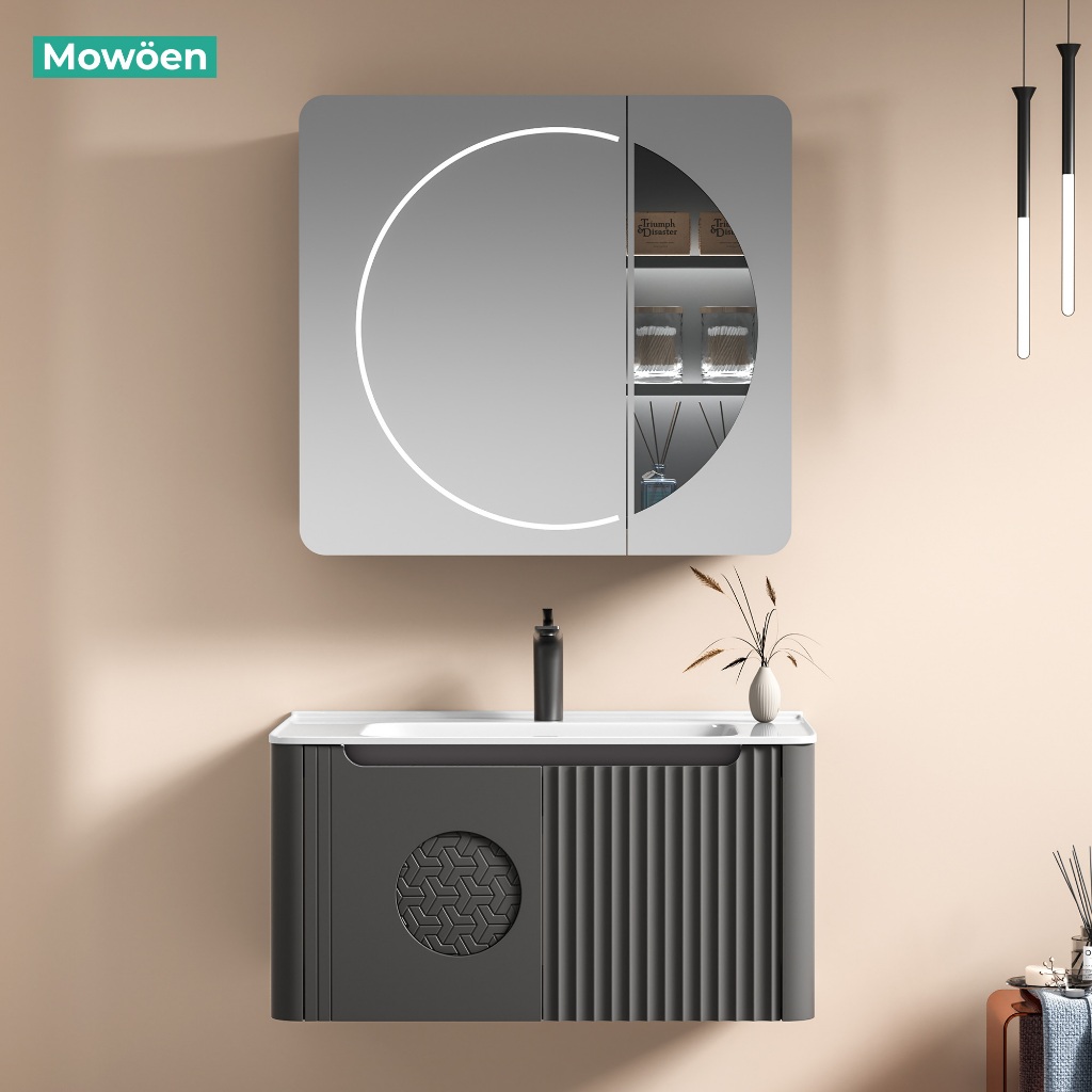 Tủ lavabo Mowoen MW2713-80PVC nhập khẩu, treo tường phòng tắm