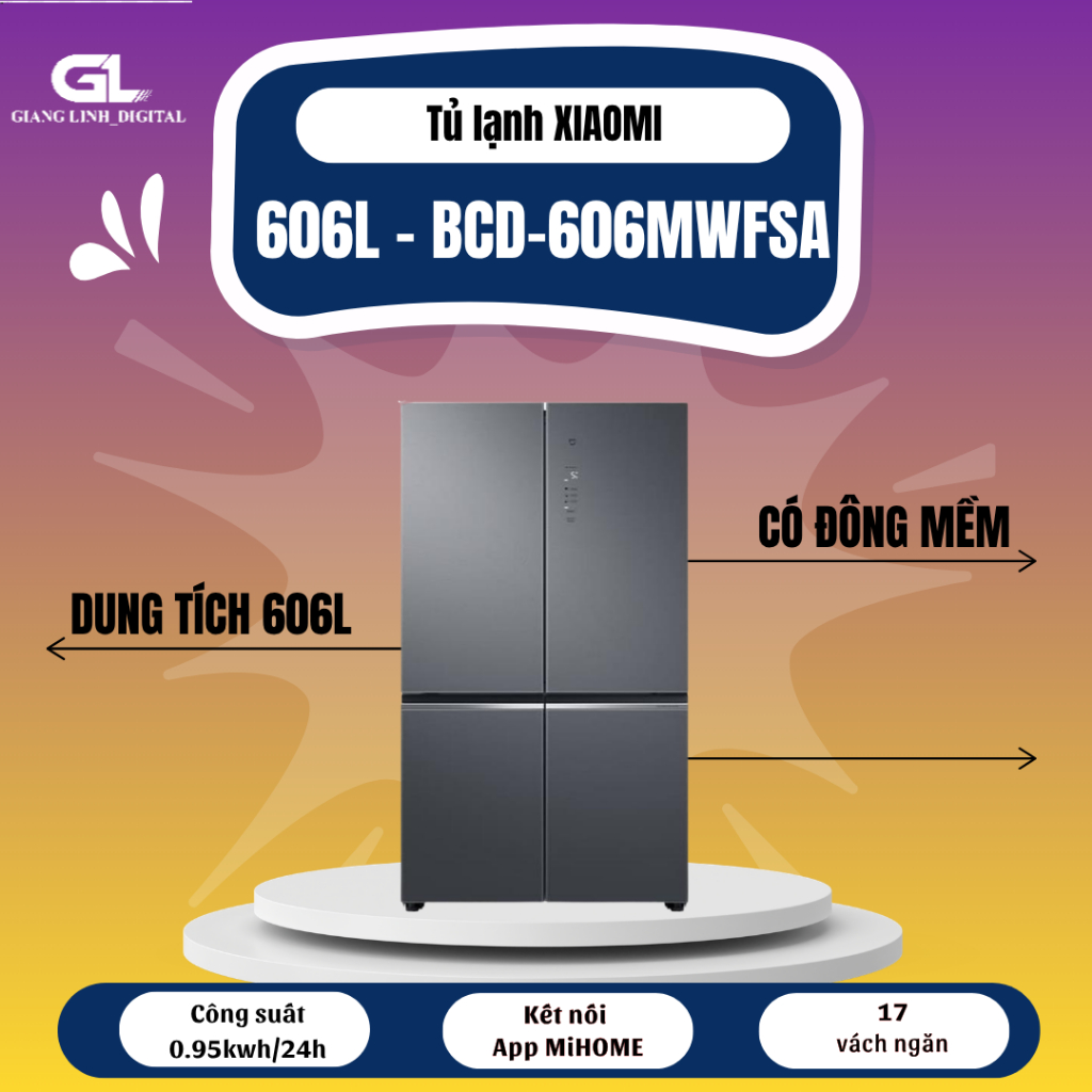 Tủ lạnh 4 cánh 606L – BCD-606WMFSA – Có ion khử khuẩn, cấp đông nhanh chóng