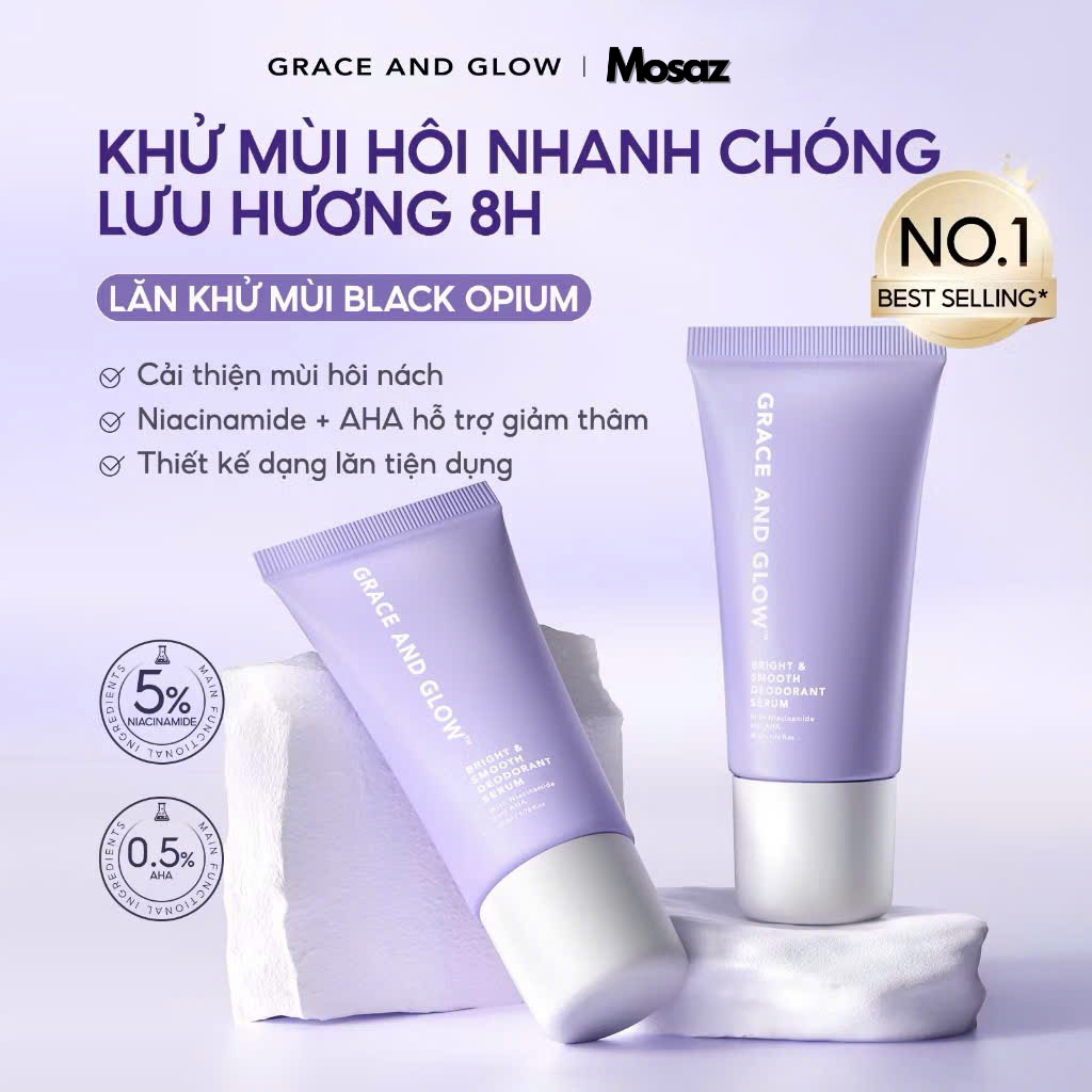 Lăn khử mùi Grace and Glow Black Opium Smooth Deodorant Serum Lăn Nách Sáng Da Ngăn Mồ Hôi với Niaci