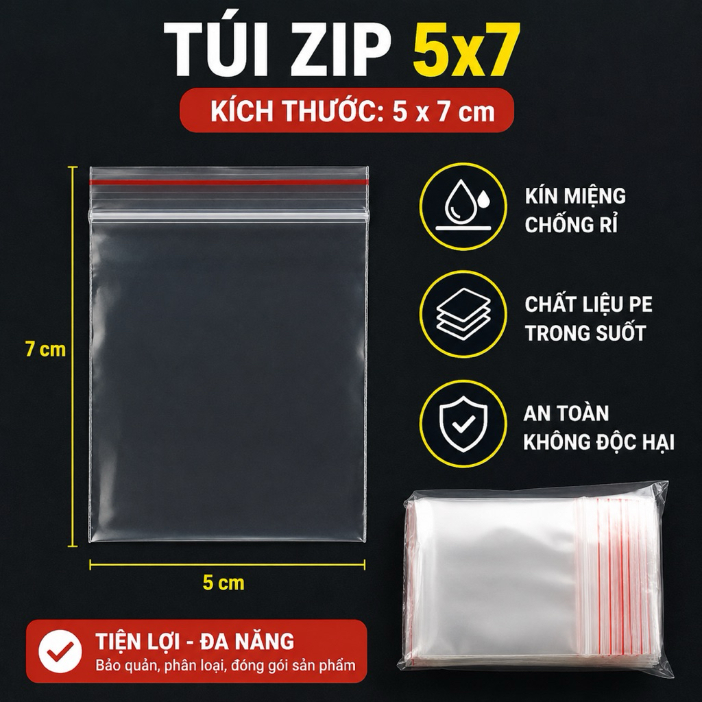 SỈ 25KG TÚI ZIP 5X7 SIZE NHỎ