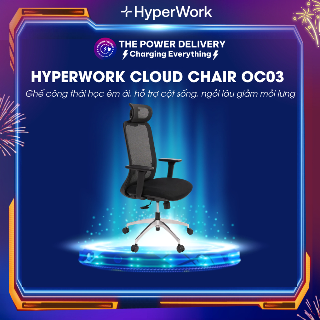 Ghế công thái học HyperWork Cloud Chair OC03 (Hàng chính hãng)