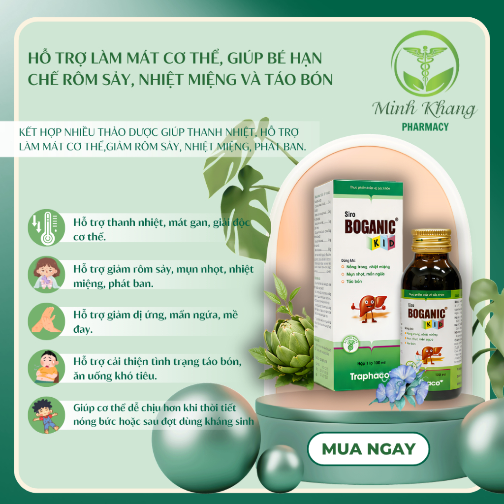 BOGANIC KID  – Thanh nhiệt, giải độc, hỗ trợ mát gan, giảm nóng trong.