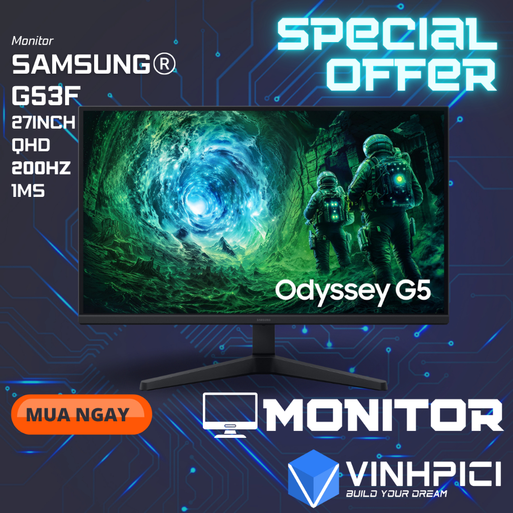 Màn hình SAMSUNG Odyssey G5 G53F(27inch/2K/IPS/200Hz/1ms) LS27FG530EEXXV