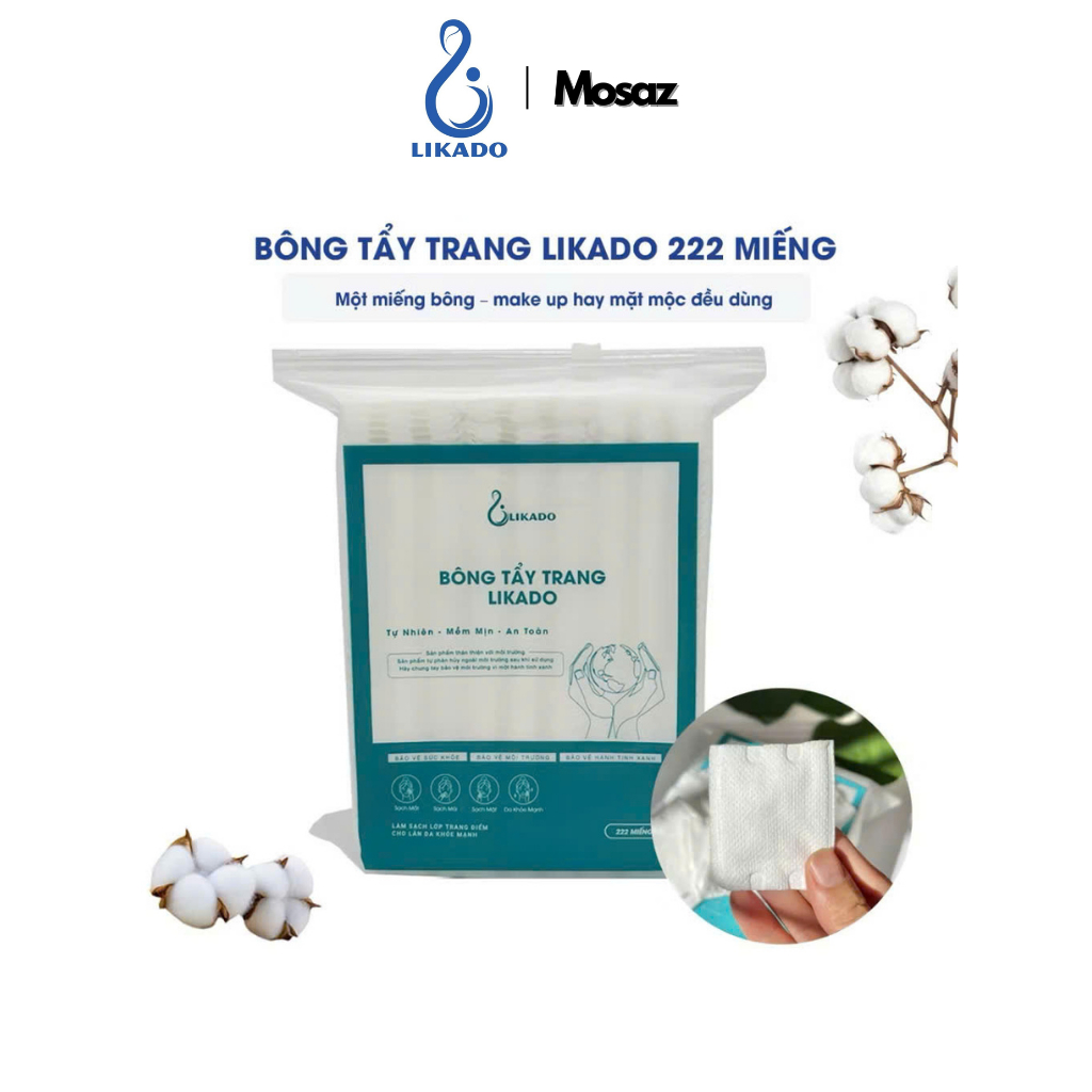Bông tẩy trang 222 miếng Likado chất liệu Cotton (BTT - 222 miếng)