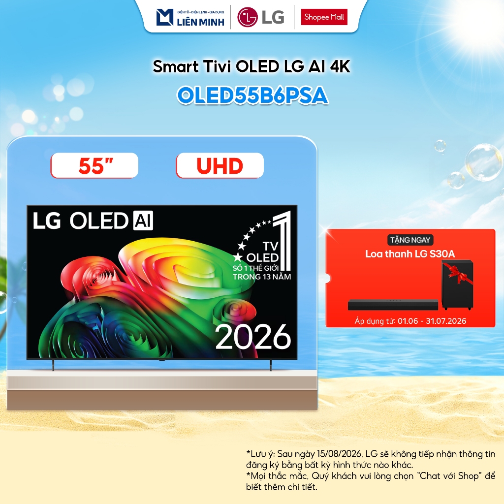 55B5PSA | 55B6PSA - Smart Tivi OLED LG AI 4K 55 inch OLED55B5PSA [SHIP 0Đ HCM]