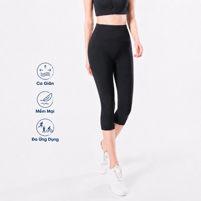 Quần Capri Livan LV26N01F317, Quần Lửng Tập Gym, Yoga, Chạy Bộ, Pickle Ball, Quần ữ Cạp Cao Tôn Dáng, Co Giãn Thoải Mái