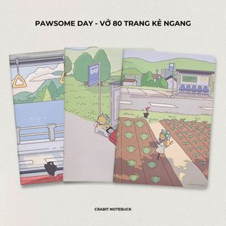Vở kẻ ngang 80 trang 100 120 trang crabit pawsome day perfect life - combo 3 vở