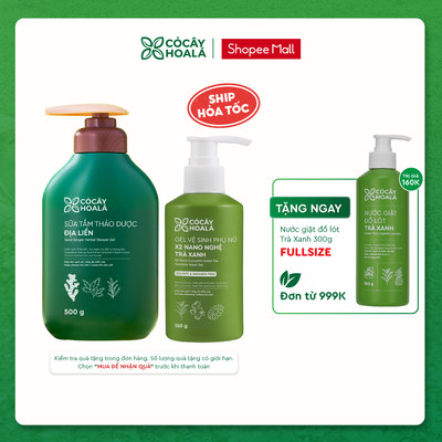 [ COMBO CHĂM MẸ TOÀN DIỆN ] Sữa Tắm Địa Liền, Dung dịch vệ sinh phụ nữ Gel X2 Nano nghệ Cỏ Cây Hoa Lá