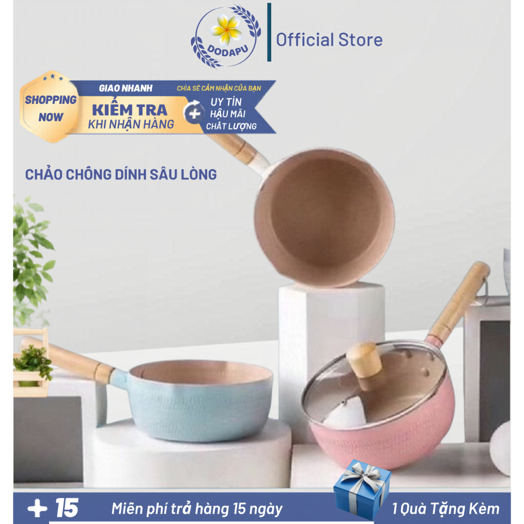 Chảo chống dính bếp từ sâu lòng vân đá 18cm dành cho mọi loại bếp ,Chảo đá chống dính bếp từ cao cấp
