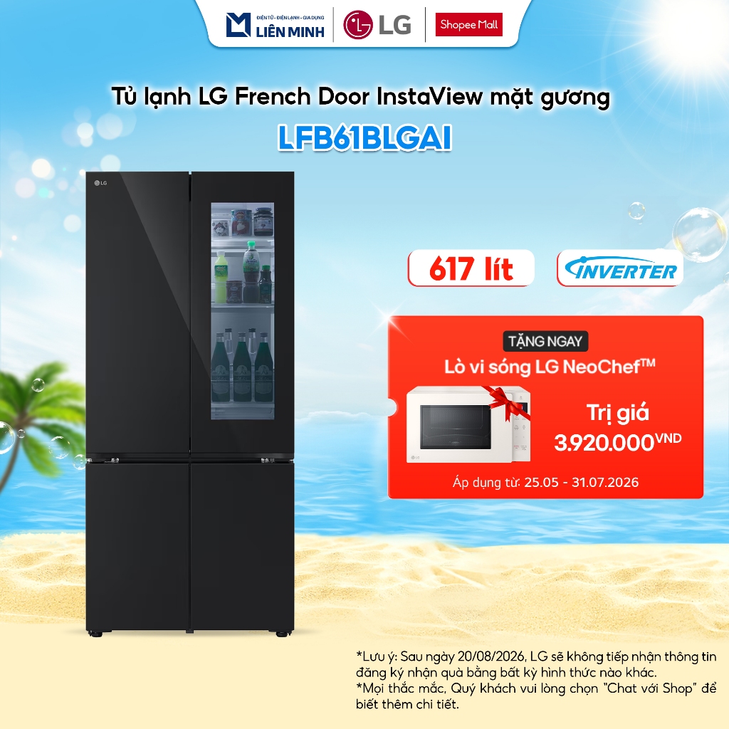 LFB61BLGAI - Tủ Lạnh LG Inverter 617 Lít Multi Door InstaView LFB61BLGAI [SHIP 0Đ HCM]