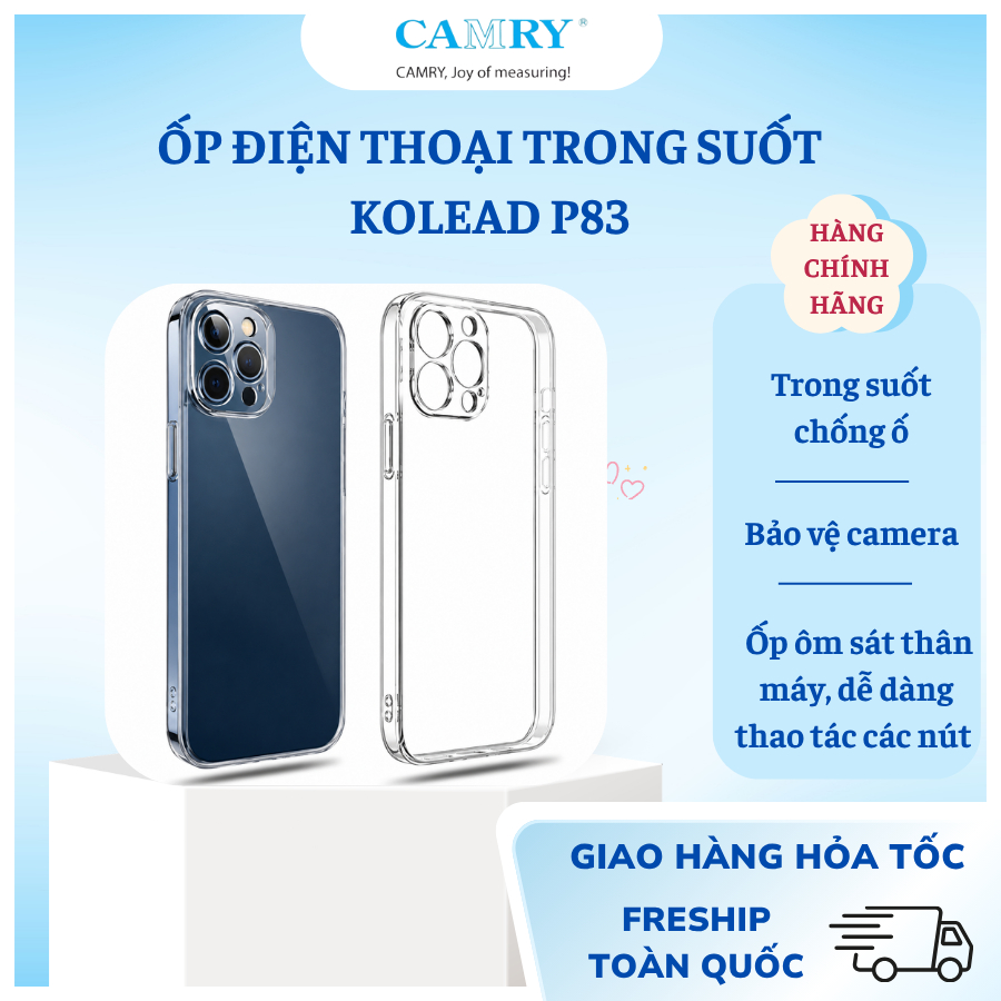 Ốp Case Trong Suốt Hạn Chế Ố Vàng KOLCASE P83 Có Bảo Vệ Viền Camera Cho Iphone 12 13 14 15 16 17 Air