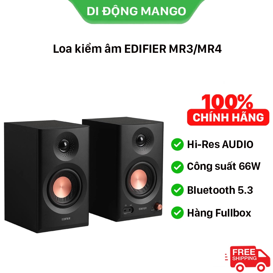 Bộ Loa Kiểm Âm EDIFIER MR3/MR4 | Công Suất 42W | Vỏ Gỗ Chống Dội Âm | Tweeter Vòm 1 inch