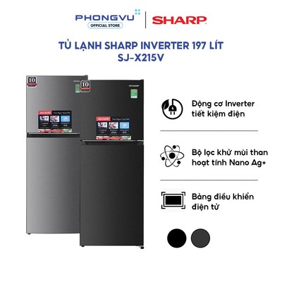 Tủ Lạnh Sharp 197L SJ-X215V-SL/DG - Ngăn Đá Trên - Inverter - Kháng Khuẩn - Khử Mùi - Bảo Hành 12 Tháng