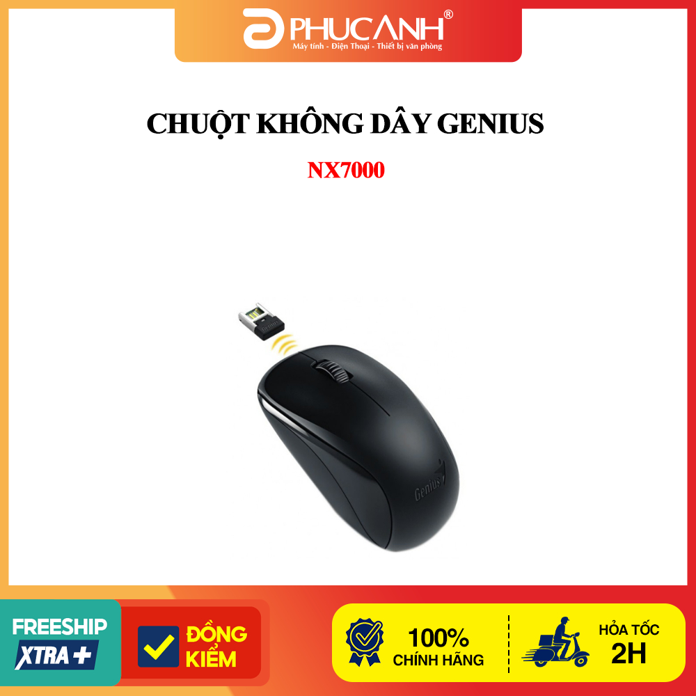 Chuột không dây Genius NX7000 Màu Đen - Hàng Chính Hãng, BH 12 tháng