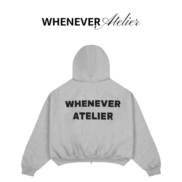 Whenever Atelier | Áo Hoodie Zip Whenever Atelier Basic Zip Form Boxy Vải Nỉ Bông Cao Cấp - PREMIUM 