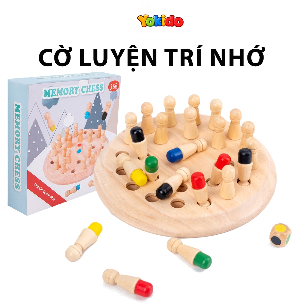 Cờ luyện Trí nhớ Memory Chess - Cờ nhớ màu luyện trí tuệ Tư duy cho bé bằng gỗ
