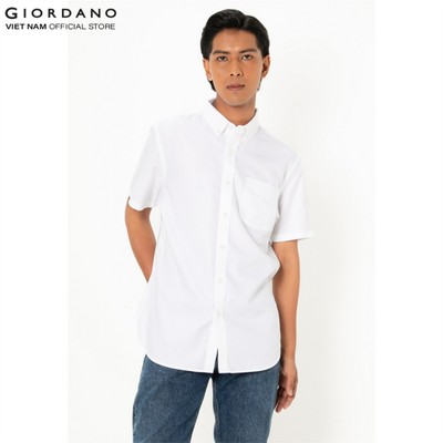 GIORDANO Áo Sơ Mi Nam Ngắn Tay Có Túi Wrinkle Free Shirt 01045208