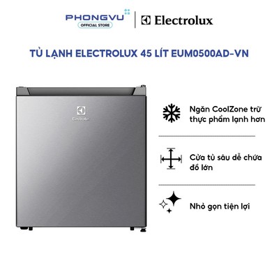 Tủ Lạnh Mini Electrolux 45 Lít EUM0500AD-VN - Cửa Thép Không Gỉ - Ngăn CoolZone - Bảo Hành 12 Tháng