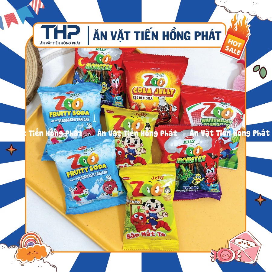 Combo Kẹo Dẻo Trái Cây Zoo Jelly Bibica với 5 vị đặc biệt (Gói 24g), Kẹo Chíp Bibica Chính Hãng