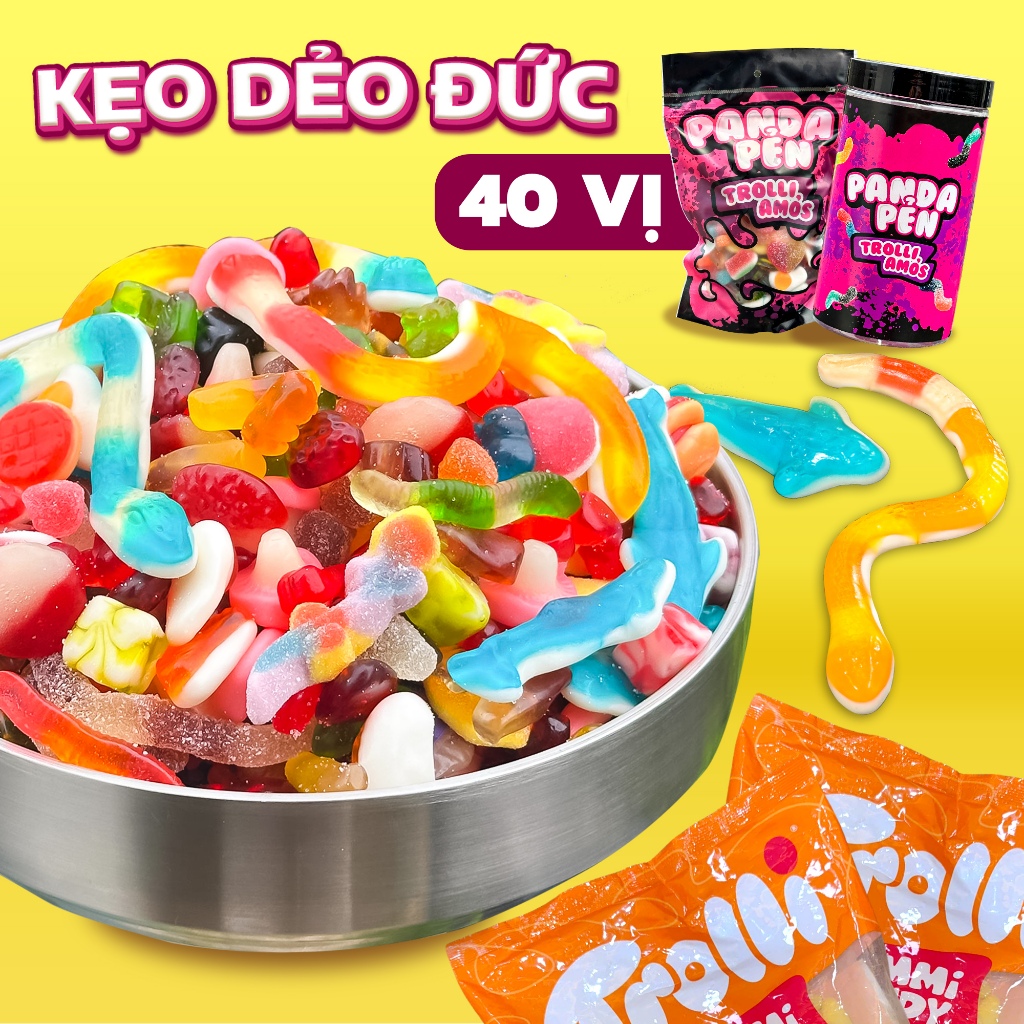 Kẹo Dẻo Trolli Đức Không Bọc Đường Kẹo Dẻo Nhập Khẩu Ăn Vặt Panda Pẻn