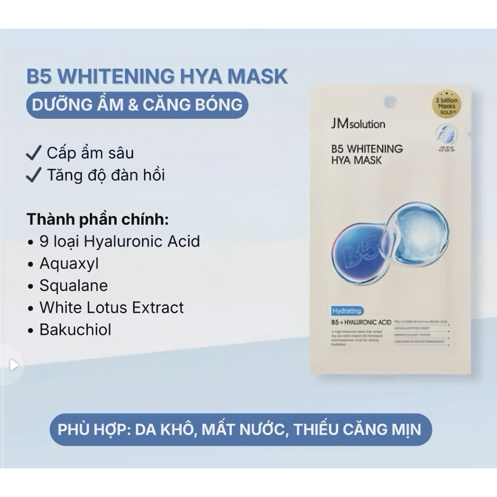 Mặt nạ B5 WHITENING JM Solution - Hộp 10 miếng