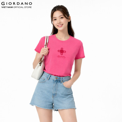 GIORDANO Áo Thun Nữ Ngắn Tay Thêu Hình CNY Print Tee 5396249-76