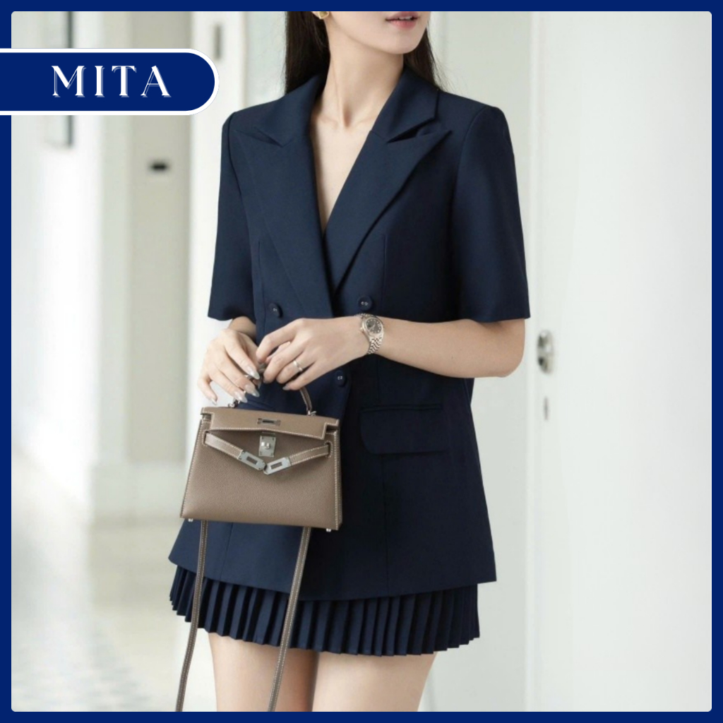 Áo Khoác Blazer Nữ Tay Ngắn Trẻ Trung Phong Cách Hiện Đại-B16-mita.hottrend