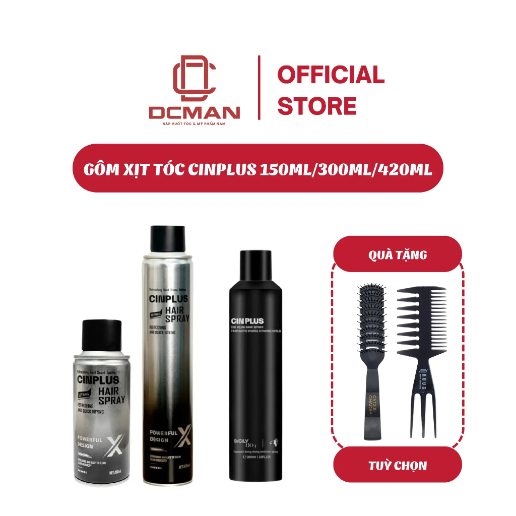 Gôm Xịt Tóc Cin Plus X 150ml, 420ml Cứng & Gôm Xịt Tóc Cinplus Sicily 300ml Mềm