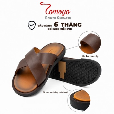 SIÊU SALE 8.8-Dép Nam Thủ Công Da Bò Cao Cấp TOMOYO TMD80402