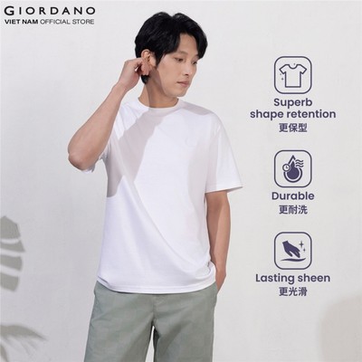 GIORDANO Áo Thun Nam Cổ Tròn Thêu Logo Liquid Touch Tee 01025802