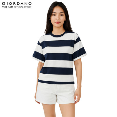 GIORDANO Áo Thun Nữ Ngắn Tay Kẻ Sọc City Wander Stripe Tee 5325267