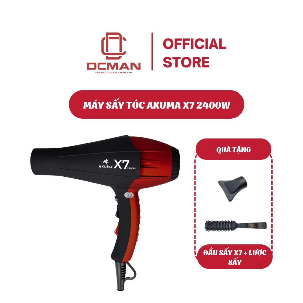 Máy Sấy Tóc Akuma X7 2400w - Công Suất Mạnh, Tạo Kiểu Chuyên Nghiệp, 2 Chiều Nóng - Lạnh, Tặng Đầu S