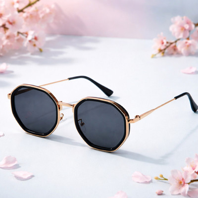 Mắt kính râm nam nữ chống nắng UV400 JALIVER YOUNG M5242, kính mát đa giác nam nữ phối viền kim loại