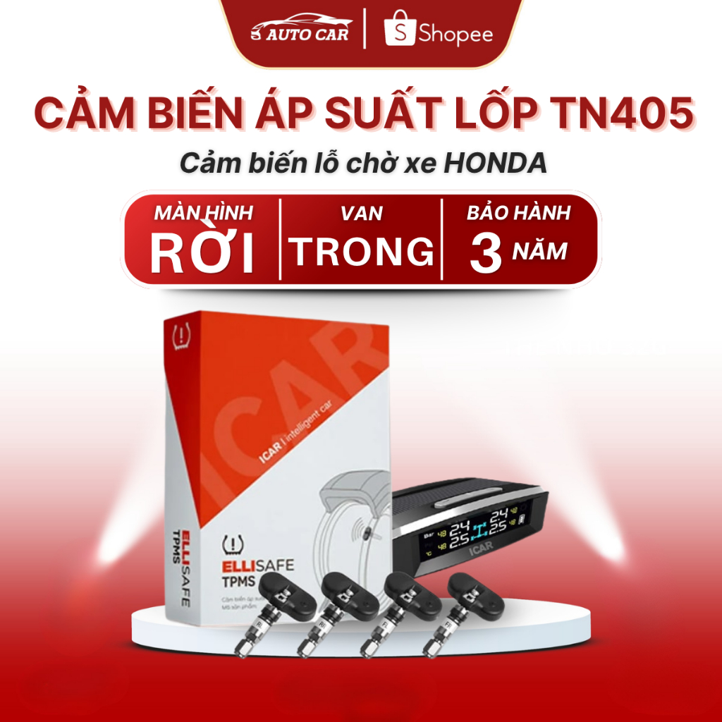 Cảm Biến Áp Suất Lốp ICAR Ellisafe TN405 Chính Hãng Hiển Thị Trên Taplo Xe Ô Tô Cảm Biến Áp Suất Lốp