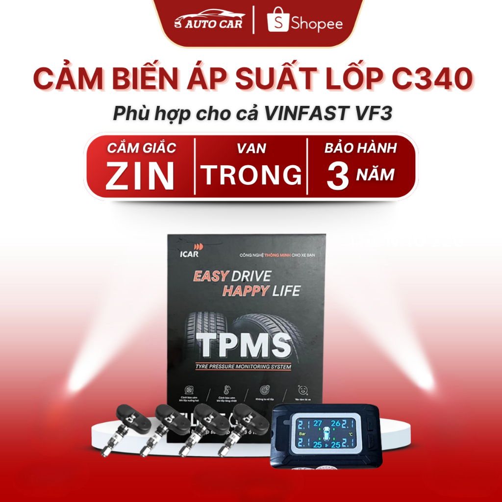 Cảm Biến Áp Suất Lốp ICAR TPMS C340 Dán Treo Gương Lái Cảm Biến Áp Suất Lốp Cho Màn Treo CBL02