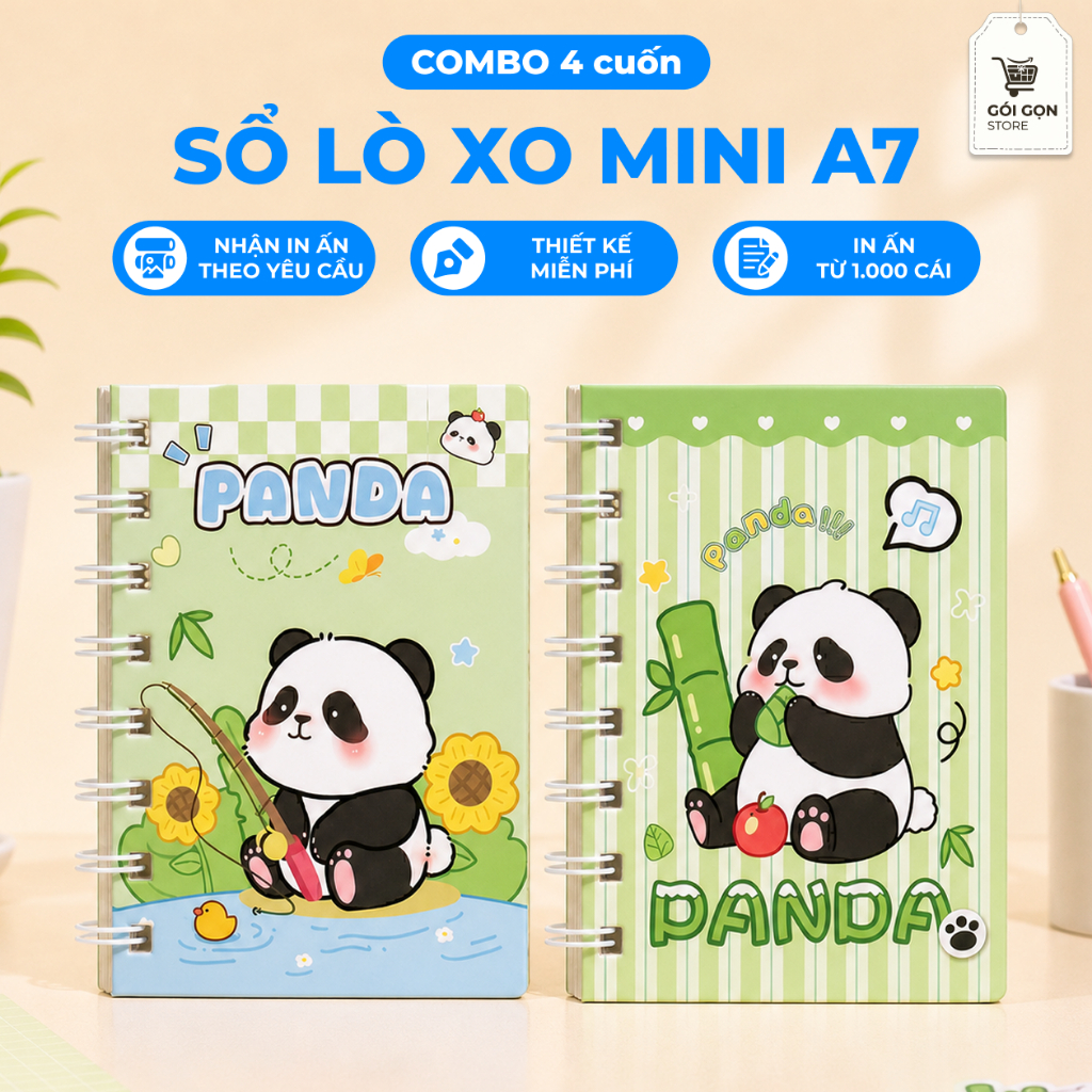 Combo 4 Sổ Tay Lò Xo Mini A7 Capybara, GDucky, Panda - Nhỏ Xinh, Tiện Lợi, Giá Siêu Tốt CX306