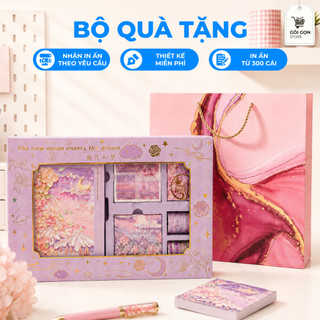 Bộ Quà Tặng Sổ Tay Vintage Cao Cấp, Kèm Sticker Và Giấy Note Trang Trí