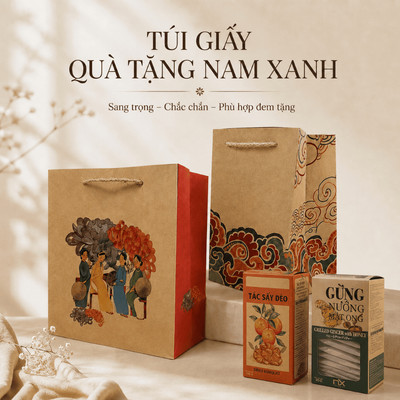 Túi Giấy Quà Tặng Nam Xanh, Túi Đựng Quà Sang Trọng, Túi Quà Giấy Kraft