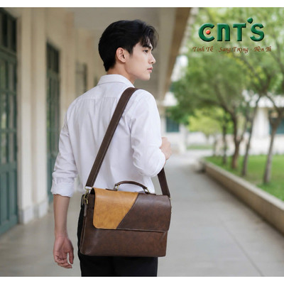 Cặp xách công sở unisex CNT CA17 nâu cao cấp