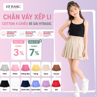 Chân váy xếp li bé gái H&T chất cotton 4 chiều, mềm mịn, độ co giãn tốt, thoáng mát cho bé từ 10-35kg-CVBG010