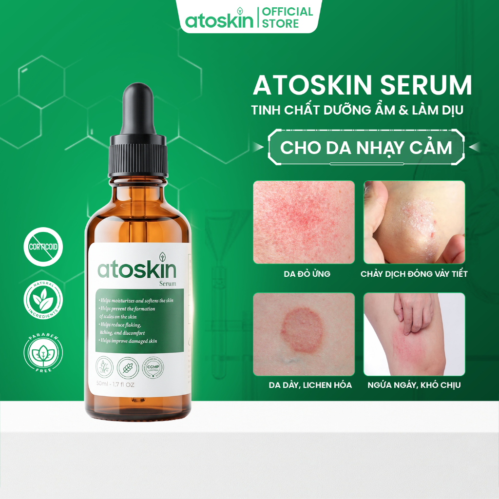 Serum Viêm da cơ Atoskin 50ml - Hỗ Trợ Giảm Nhanh Ngứa Ngáy, Mẫn Đỏ, Tái Tạo và Phục Hồi Tổn Thương