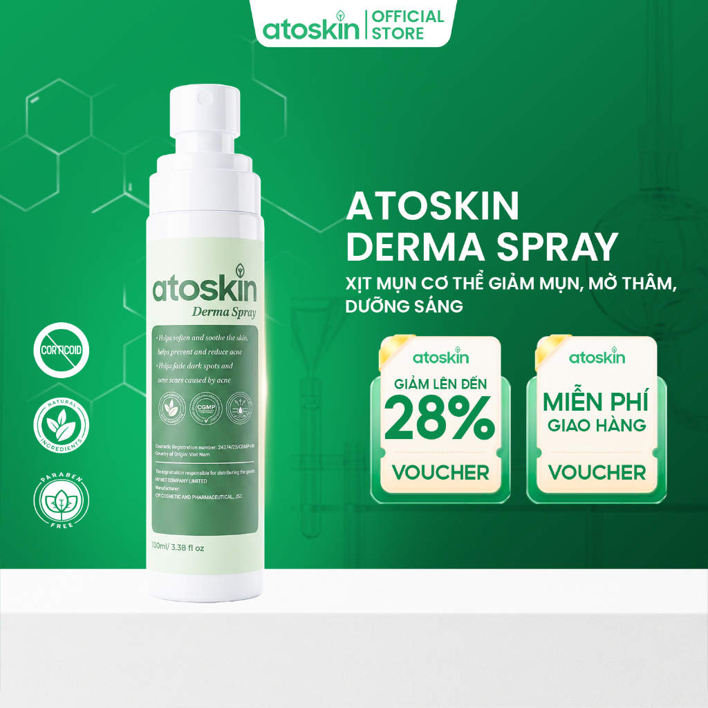 Xịt Mụn Lưng Atoskin 100ml – Hỗ Trợ Làm Sạch Da, Giảm Mụn, Cải Thiện Viêm Nang Lông