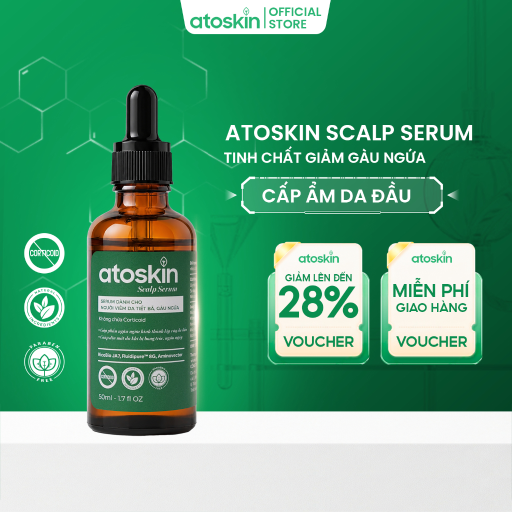 Serum Viêm Da Tiết Bã ATOSKIN 50ml – Giải Pháp Chăm Sóc Da Đầu Dịu Nhẹ, An Toàn