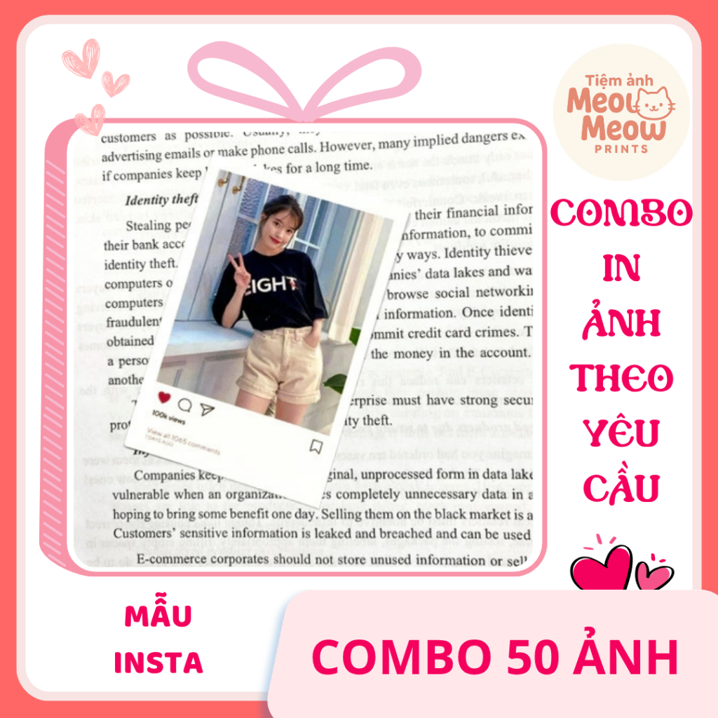 COMBO 50 ảnh mẫu Insta in theo yêu cầu, in hình theo yêu cầu làm album, quà tặng, lưu giữ kỷ niệm