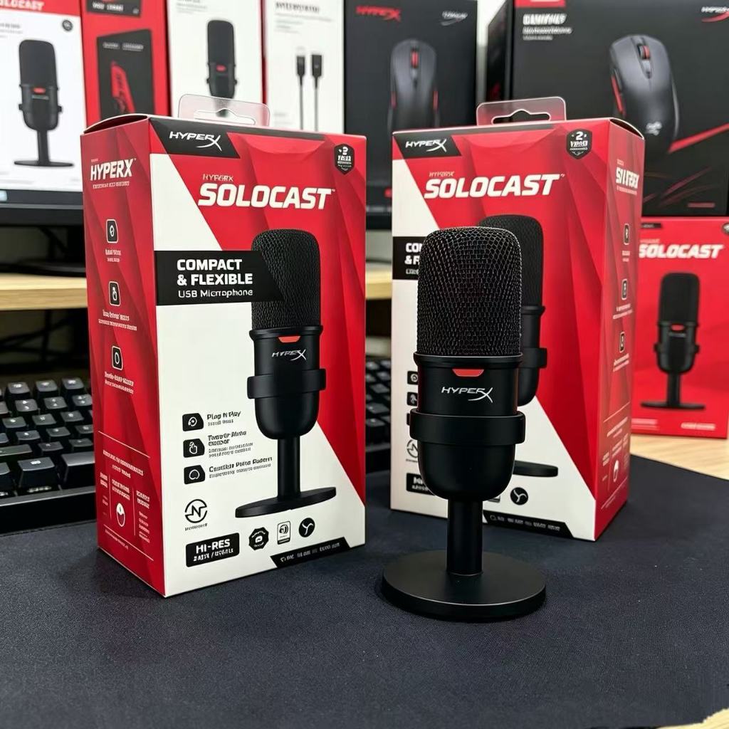 Mic HyperX SoloCast USB Chính Hãng, Mic Gaming Streaming Podcast, Tap-to-Mute, Cardioid 24bit/96kHz