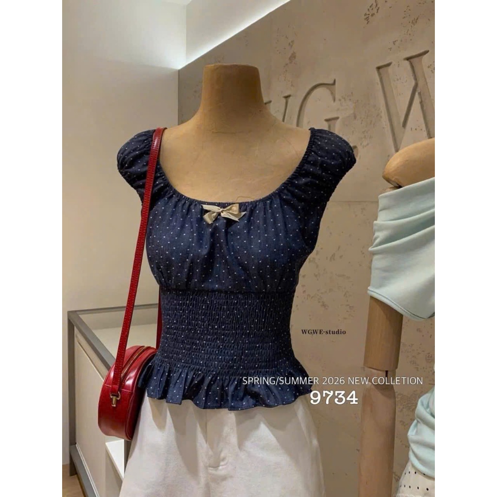 ÁO PHÔNG CHẤM BI GIẢ BÒ NỮ FORM RỘNG - ÁO THUN NỮ THỜI TRANG PHỐI CHẤM BI GIẢ JEAN, TRẺ TRUNG, DỄ PHỐI ĐỒ, CHẤT MỀM MÁT | BigBuy360 - bigbuy360.vn