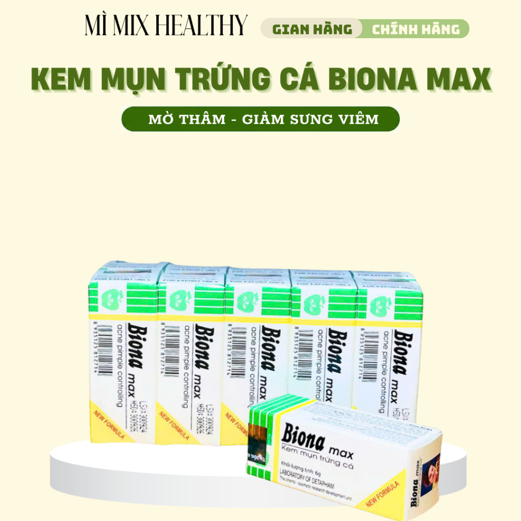 Kem bôi mụn Biona max Giảm mụn, kháng khuẩn, ngừa thâm [Hộp 6G]