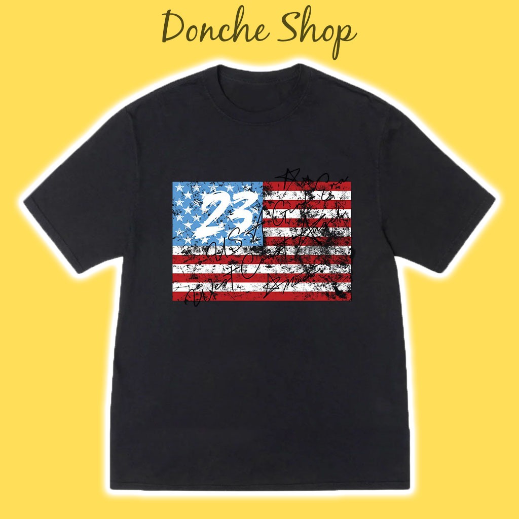 Áo Thun Cờ Mỹ USA Loang Số 23 Form Unisex Nam Nữ Chất Cotton Cao Cấp Áo Phông USA 580013
